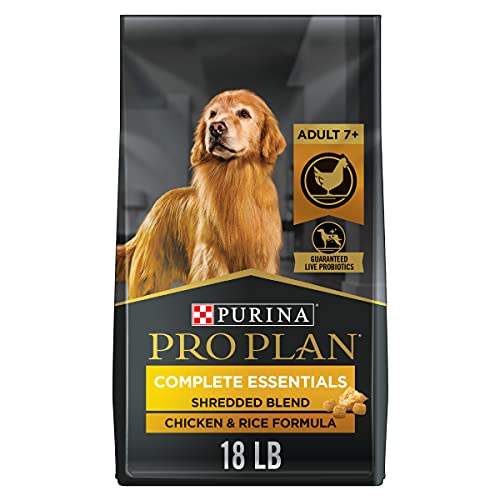 Purina Pro Plan Dry Dog Food, Complete Essentials Shredded Blend Adult 7+ Chicken & Rice – 8.16 kg Bag (1 Pack)