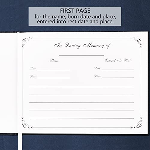 Image of Funeral Guest Book for Memorial Service in Loving Memory Guest Book for Funeral Guest Sign in Book (Book, Navy)