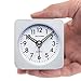 Peakeep Ultra Small, Battery Travel Alarm Clock with Snooze and Light, Silent with No Ticking Analog Quartz (White)