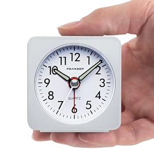 Peakeep Ultra Small, Battery Travel Alarm Clock with Snooze and Light