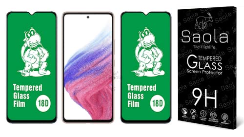 Image of Saola 18D Tempered Glass With Inbuilt AirBag Borders For Oppo A53s (Pack Of 2) with Free Installation Kit. Full screen Coverage - 6.52 inch