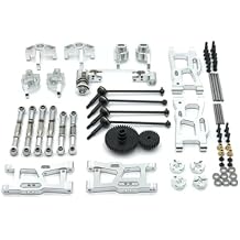 for WL-Toys 124016 124017-18 124019 144001144010 RC Car Parts Metal Upgrade Kit Drive Shaft Pull Rod Swing Arm Steering Cup GearSilver