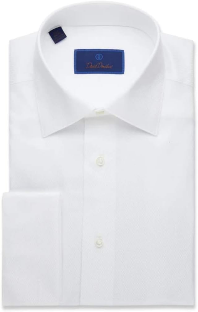 David DonahueMens Regular Fit French Cuff Formal Tuxedo Dress Shirt