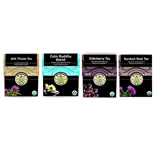 Buddha Tea Variety : Burdock, Milk Thistle, Elderberry, Calm Buddha. 18ct. (Pack of 4)