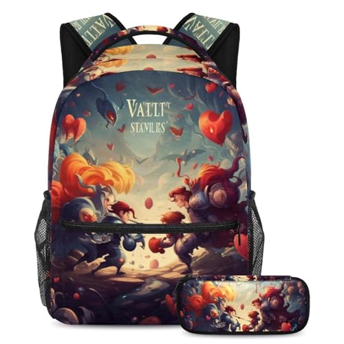 Cartables War of Red Hearts grande capacité avec trousse pour ados
