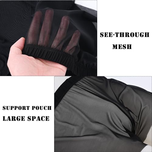 JINSHI Men's Mesh See Through Boxers Sexy Silk Underwear Sheer boxer trunk, Athletic Ultra-thin Split Side Loose Shorts3