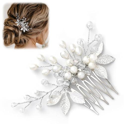 VIVIIHOO Pettine per Capelli da Sposa con Perle Color Argento - Accessori per Capelli da Sposa - Accessori per Capelli da Sposa per Donne e Ragazze