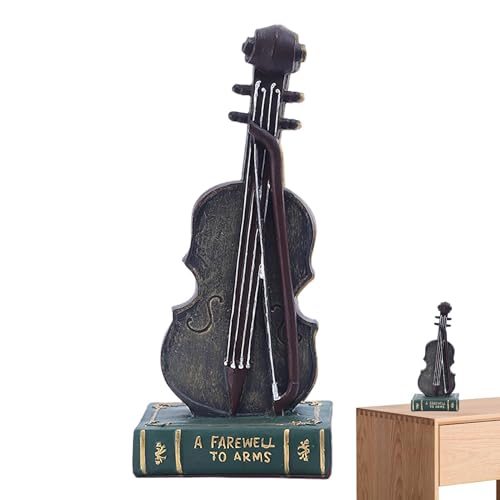 Violon Figurine base livre résine décoration table salon sculpture art rétro