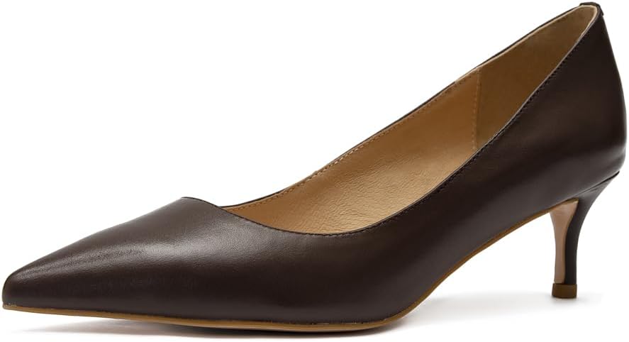 ONEENO Women's Dress Low Heel Leather Pump