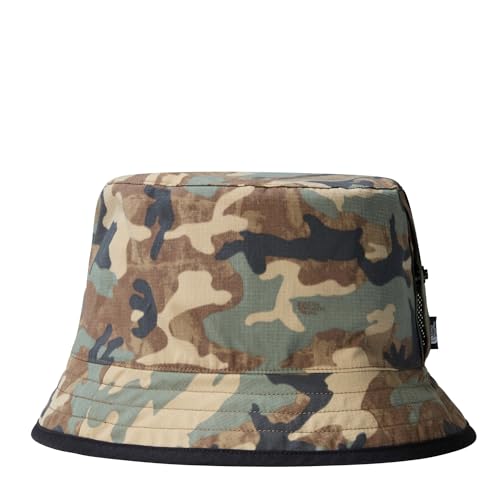 THE NORTH FACE Class V Reversible Bucket Hat, Kelp Tan TNF Camo Print/TNF Black, Small/Medium