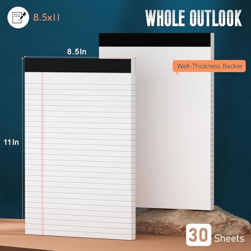 Image of White Legal Note Pads 8.5 x 11'', 24 Pack Wide Ruled Lined Paper Note Pads