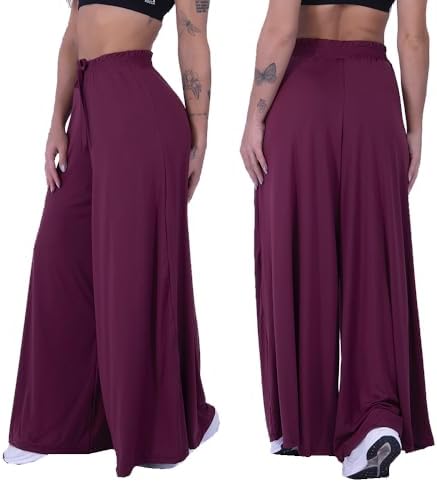 Calça Pantalona Feminina Perna Larga, Estilo Casual para Academia...