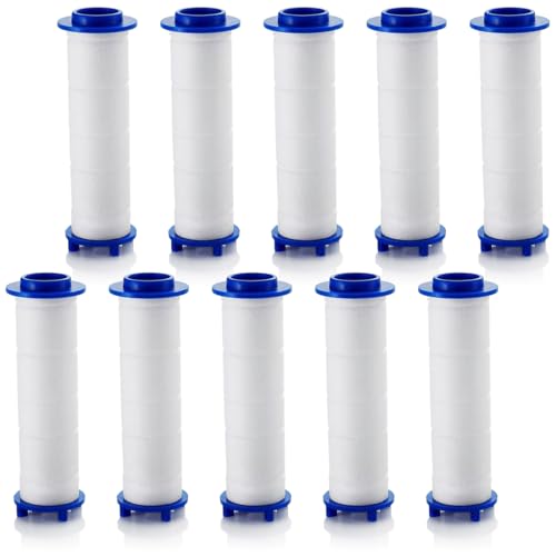 Pack of 10 Shower Filters, Filter Shower Head, PP Cotton Filter for Removing Chlorine Residue, Universal Clean Water Core, 9.5 x 2 cm, Effectively Clean and Protect Your Skin and Hair
