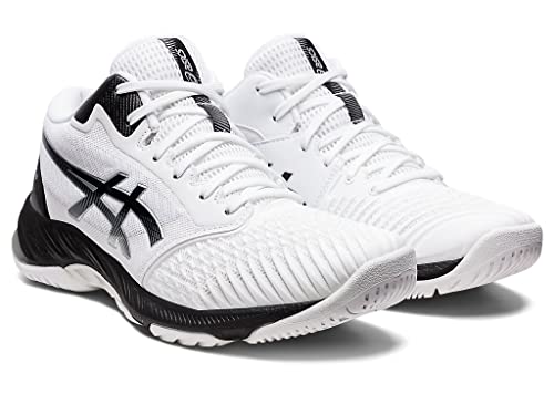 ASICS Men's Netburner Ballistic FlyteFoam Mid Top 3 Volleyball Shoes, 15, White/Black