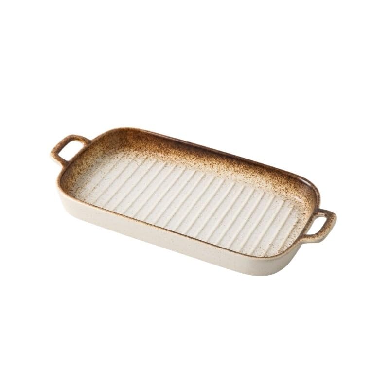 Naczynia do zapiekanek, duże, prostokątne, 30,6 cm, ceramiczne, do gotowania i codziennego użytku, kompatybilne z kuchenką mikrofalową (białe)