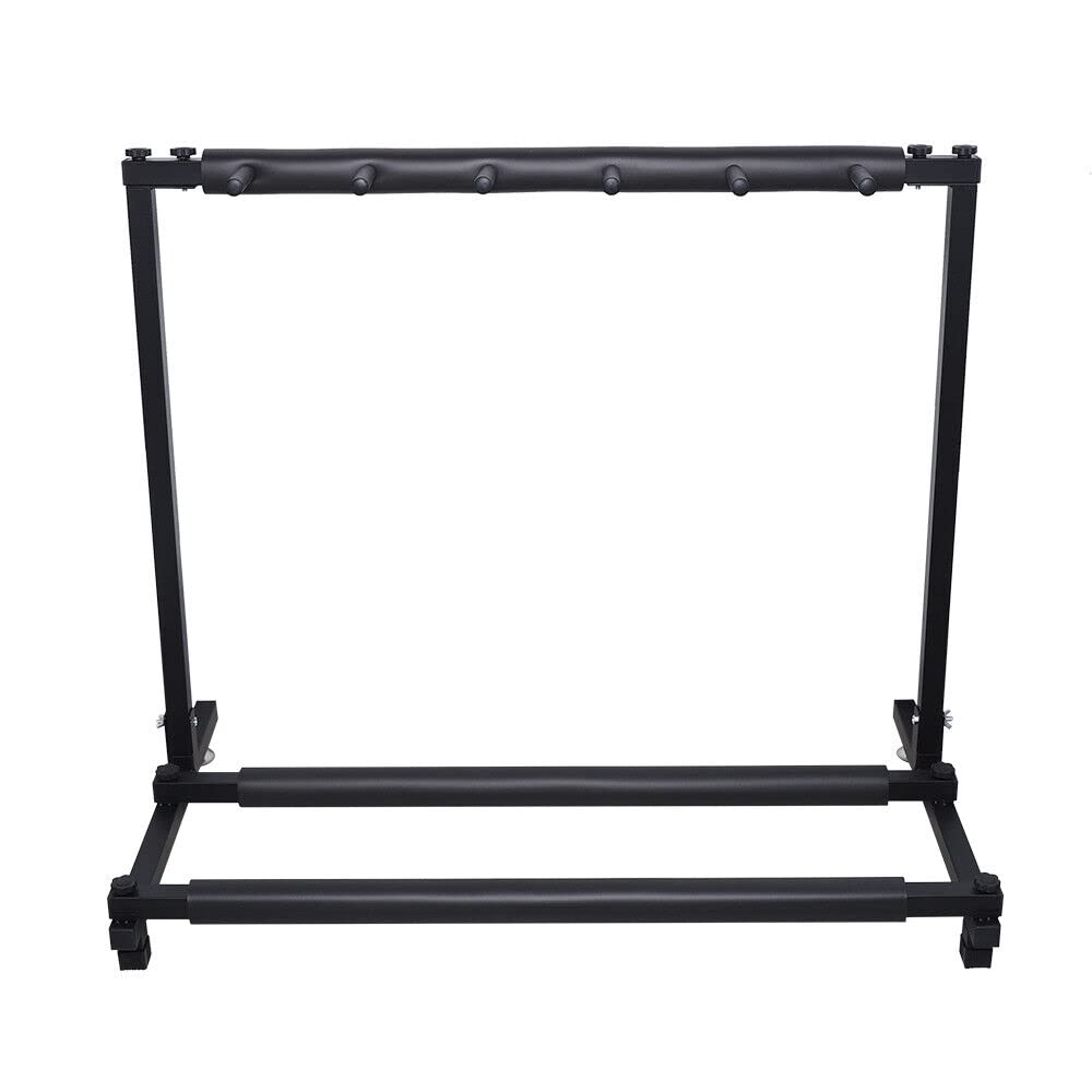 Support universel pour guitare 5 positions Rockstand - Support multiple pour guitare classique, guitare électrique, basse électrique, trépied pliable avec roulettes, instruments à cordes