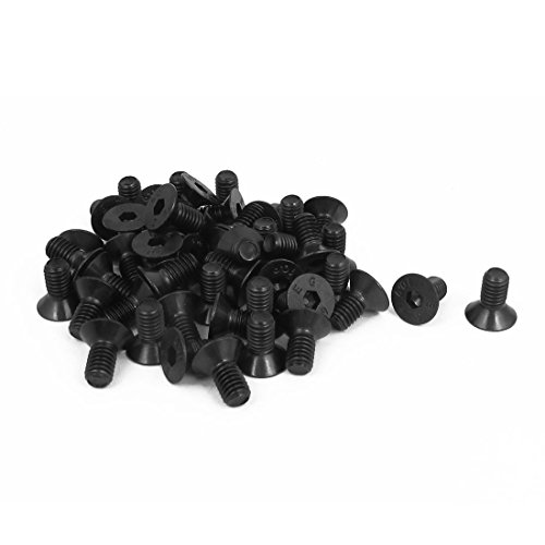 uxcell M6 x 12mm Metric Hex Socket Countersunk Head Screw Bolts Black 50PCS