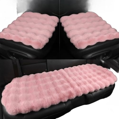 Hrzisda 3点カーマットセット、ふわふわシートクッション、かわいい、おしゃれ、北欧、豪華、厚手、暖かい、滑り止め、オールシーズン対応、冬は軽自動車に適し、通気性あり、前部座席用2枚、後部座席用1枚 (運転席+助手席+後列【3点セット】,G)