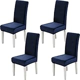 Yiaizhuo Soft Velvet Dining Chair Covers for Dining Room Set of 4 Pack Velvet Slipcovers Chairs Cover Stretch Slipcover, Navy Blue
