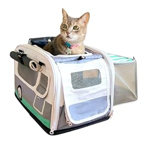 Kittyrama 2-in-1 Premium Cat Carrier – Veterinary Approved Calming Carrier for Anxious Cats, Soft-Sided, Expandable & Collapsible, Airline Approved, 43 x 28 x 28 cm, Ideal for Cats and Kittens