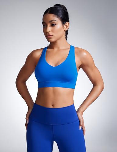Image of CRZ YOGA Butterbreeze Cross Back Sports Bras | Medium Support, Removable Pads, Training, Fast Dry, Scoop Neck, Cut-Out, Adjustable Wide Straps, for Women