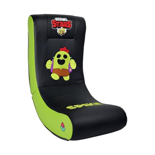 Subsonic Mecedora Gaming Brawl Stars Spike, Silla Ergonómica con Licencia Oficial, Piel Sintética Negra y Verde, Plegable, con Reposacabezas, para Salón y Dormitorio