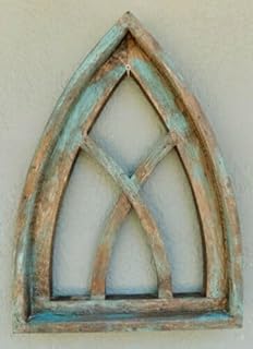 Vintage Wooden Antique Style Church WINDOW Frame Primitive Wood Gothic 1...