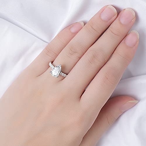DovEggs Moissanite Engagement Ring for Women 4ct 7x11mm F-G-H Color Pear Cut Moissanite Hidden Halo Wedding Ring 14k Gold Quality Sterling Silver (10)4