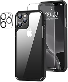 Amizee Compatible with iPhone 11 Pro Max Case [Military Grade Protection] with Screen Protector and Camera Lens Protector Crystal Clear Back Slim Phone Case for iPhone 11 Pro Max - Black