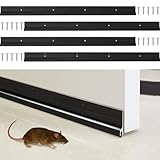 Gisafai 4 Pcs 36'' Metal Door Draft Stopper, Aluminum Door Sweep Mouse Stopper Mice Seal Strip, Noise Blocker Sweep for Keep Rodents Pests Out, Enhanced Weather Sealing, Easy to Install (Black)