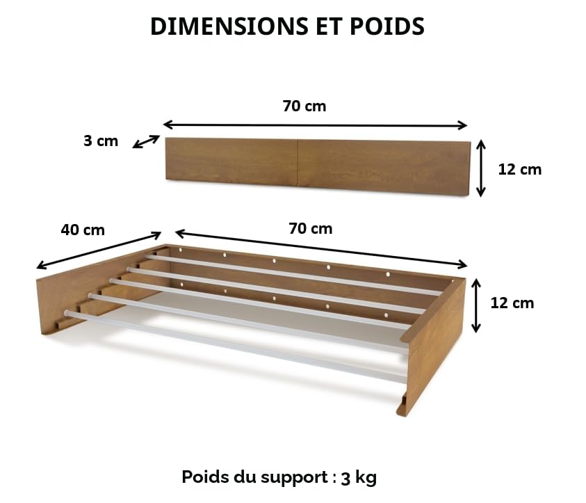 Étendoir à linge rétractable noir de 70 cm idéal pour optimiser un petit balcon