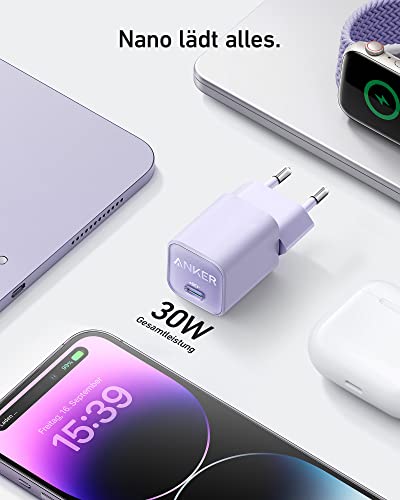 Anker 30W USB C Ladegerät, GaN 511 Nano 3, PIQ 3.0 PPS Schnellladegerät – Ansicht 2