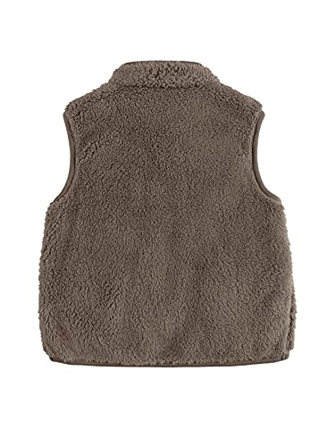 Runcati Baby Kids Boys Girls Fuzzy Sherpa Vest Coat Faux Fur Sleeveless Soft Fleece Outwear Gilet For Toddler Brown #TOP1