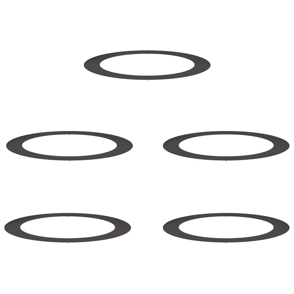 Juego de 5 anillos de construcción de 120 x 120 cm de acero en negro – Protección moderna para árboles y parterres para el jardín – Anillo protector estable para el cuidado de las raíces y