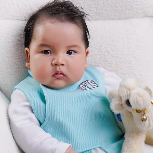 Kids' Snap, Button, Vest, Blue, Mongolian Inspired Design4