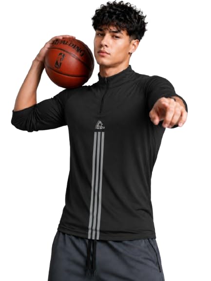 Image of EYEBOGLER Men's Solid Polo Neck Full Sleeve T-Shirt, Casual Gym Wear Regular Fit T-Shirt for Men
