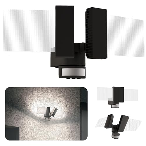 SSC-LUXon LINTO applique murale extérieure LED Up & Down double tête orientable blanc | détecteur de mouvement | IP54 4000K | éclairage façade, jardin,...