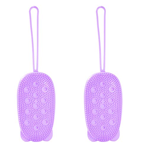 2 stücke Dusche Körper Bürste,Double-Sided Silikon Badebürste,Silikon Körperbürste,Massagebürste Silikon Körperbürste,Silikon Badebürste Doppelseitig,mit ultraweichen Borsten,rutschfest.?lila?