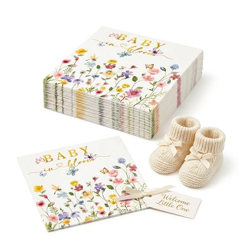 EiPibaibyi Baby in Bloom Napkins 100 Pc 3-Ply Baby Shower Girl Birthday