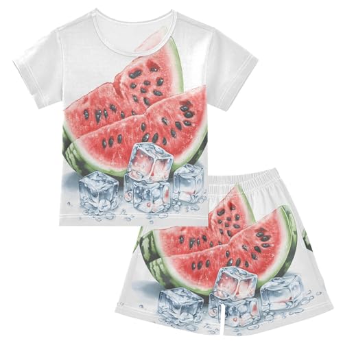 Pajama Sets Watermelon Ice Cubes Short Sleeve Summer Sleepwear 2 Piece Pjs