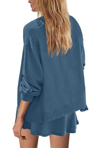 Image of Panadila Womens Sweater Skirt Set 2 Piece Outfits Sweater Skort Set Lounge Cardigan and Knit Skirt Matching Outfits