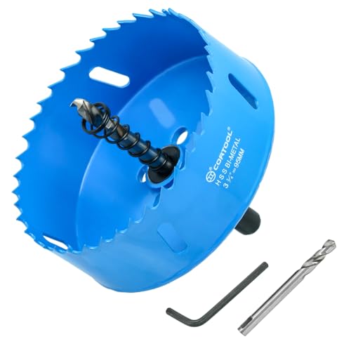 3-3/4 Inch Hole Saw with Arbor for Metal and Wood Cutting Bi-Metal Hole Cutter 3-3/4 Hole Saw Kit for Drywall Wood PVC Boards Fiberglass and Vent Pipes