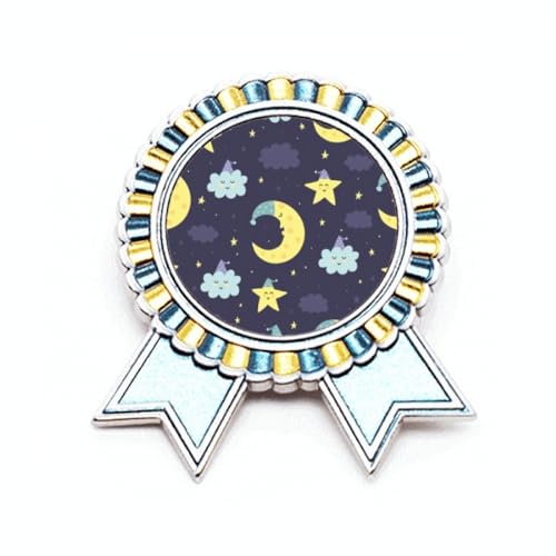 Broche lune en métal de taille M avec finitions soignées effet nuit de dessin animé