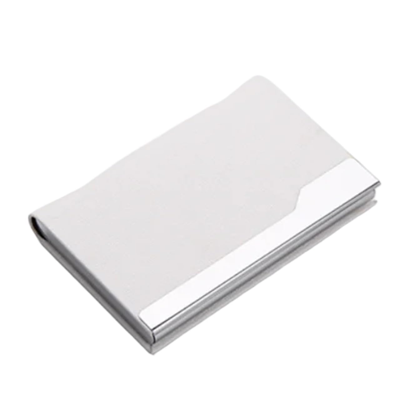 Vaeltor White 6Pcs Pu Leather Business Card Case Exhibition Gift Stainless Steel Metal Holder(White)