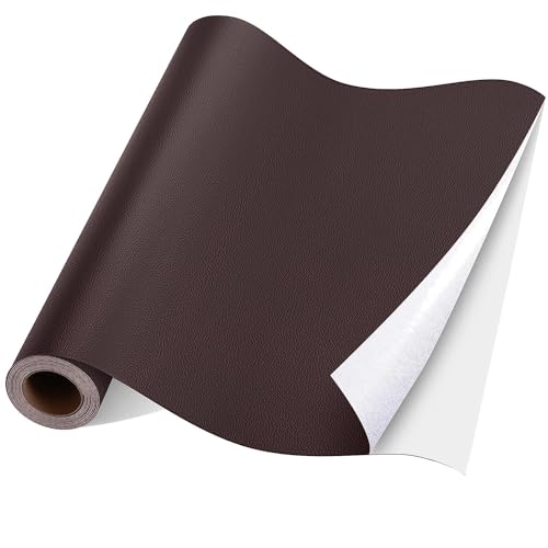 Image of Self-Adhesive Genuine Leather Repair Patch 12 inchx24 inch Inch Durable Leather Sheet for Sofa, Couch, Furniture, Car Seats, and Jackets Waterproof DIY Upholstery Repair Tape (Dark Brown)