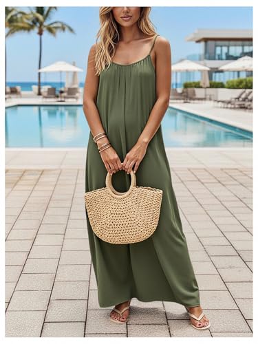 Image of SHENHE Women's Open Back Spaghetti Strap Beach Maxi Dress Loose Flowy Vacation Sundress