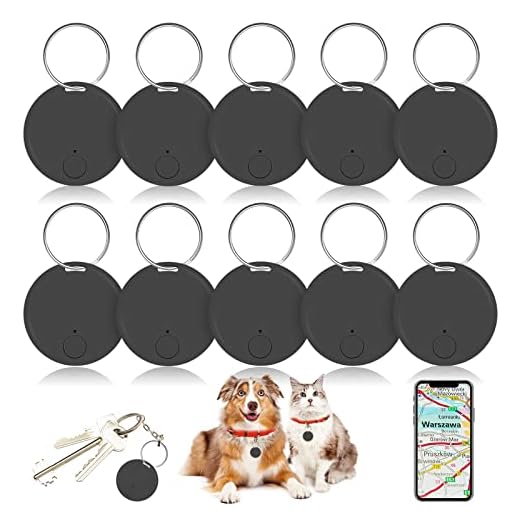 10 Pcs Portable GPS Tracking Device Mobile Tracking Smart Anti Loss Dog Locator Key Finder GPS Smart Tracker Device for Kids Dog Pet Cat Wallet Keychain Luggage, Alarm Reminder, App Control