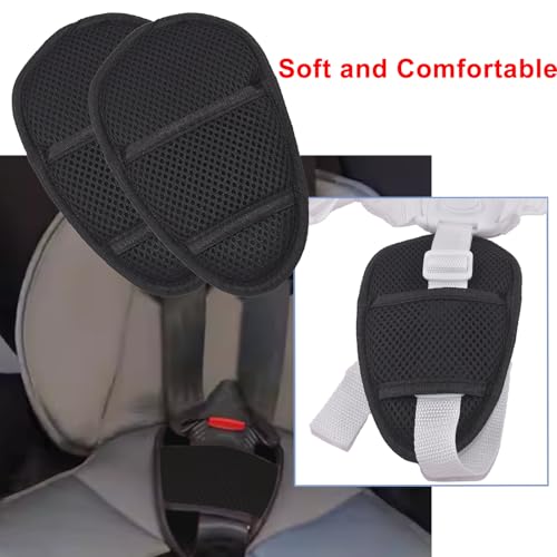 Image of 2 Pack Car Seat Crotch Cushion Universal Cushion Crotch Pads,Stroller Crotch Pads for Car Seat Pushchair for Comfort Cushion Car Seats Covers(Black)