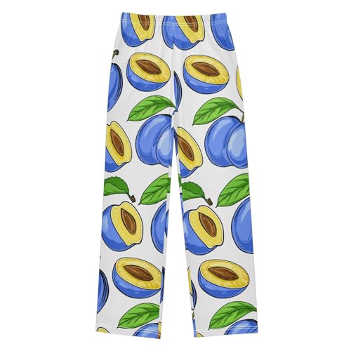J JOYSAY Fruit Leaves White Pajamas Pants Soft Long Pajama Bottoms Lounge Sleep Pants Size S-XL