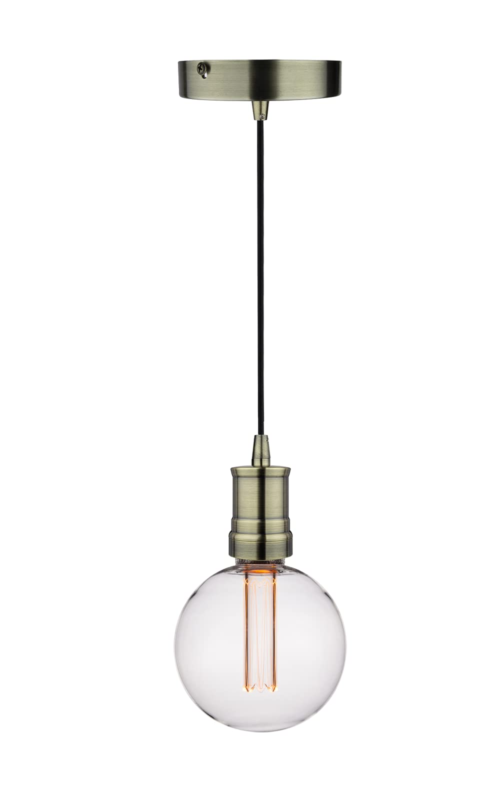 HarwezGlobe Decorative LED Light Bulb, Dimmable Clear RN G125/G40, 3.5W 2200K Soft Warm Mood Lighting,1 Pack & Bronze Pendant Light Fitting, 4.75'' Canopy Ceiling Lighting Fixture, 1 Pack